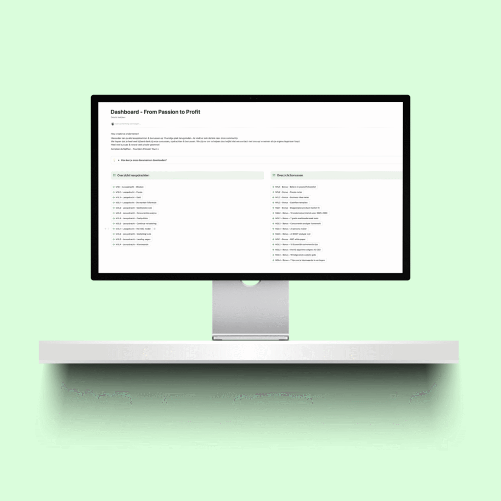 Notion dashboard overzicht
